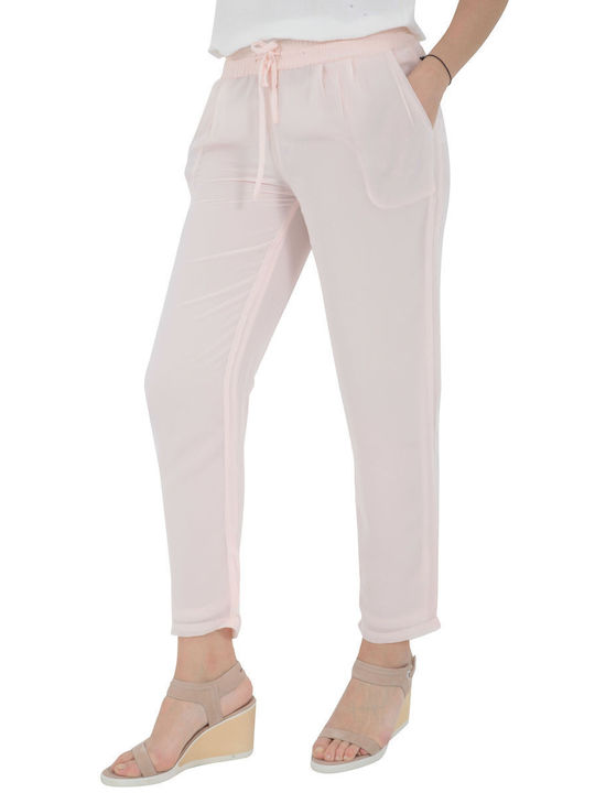 Silvian Heach Damen Stoff Palazzo-Hose mit Gummizug Rose