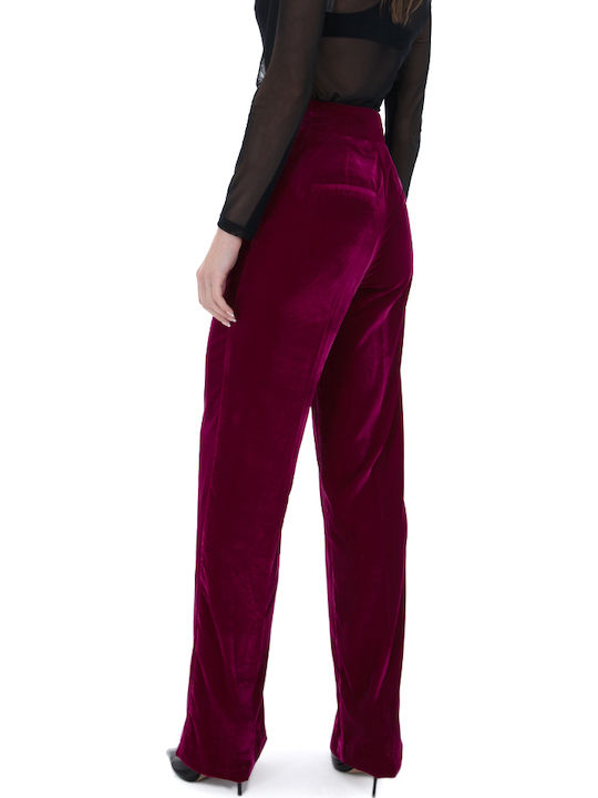 Pants Damen Hoch tailliert Stoff Hose in Geradem Schnitt Fuchsia