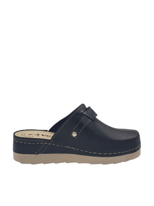 Vesna Damen Leder Anatomisch Clogs Schwarz