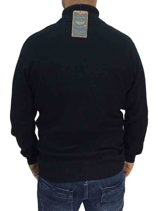 Side Effect Men's Long Sleeve Blouse Turtleneck BLUE