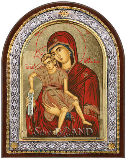 SilverBrand.gr Свещена Изображение Богородица С Младенеца Сребърна 23x18см