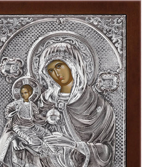 SilverBrand.gr Heiligenikone Panagia Eleousa Silber 20x16cm