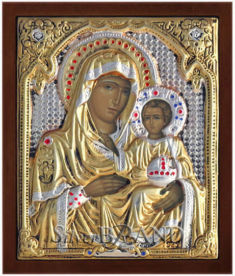 SilverBrand.gr Heiligenikone Maria von Jerusalem Silber 14x12cm