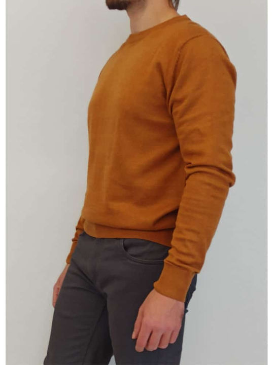 Double Herren Langarm-Pullover Caramel Melange