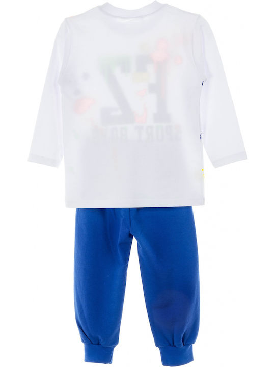 Frenzy Kids Sweatpants Set White royal blue 2pcs