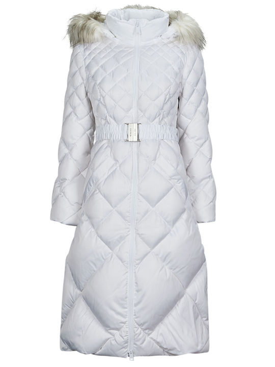 Guess Women's Long Puffer Jacket for Winter White