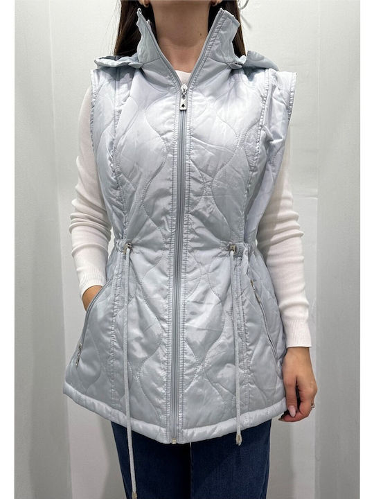 Mezzo Mezzo Short Jachetă de femei Fără mâneci Puffer Light Blue