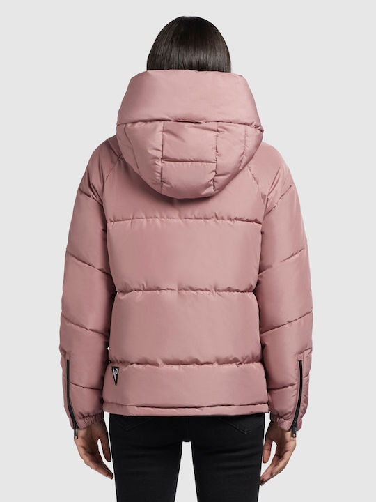 Women's Long Puffer Jacket for Winter Pink