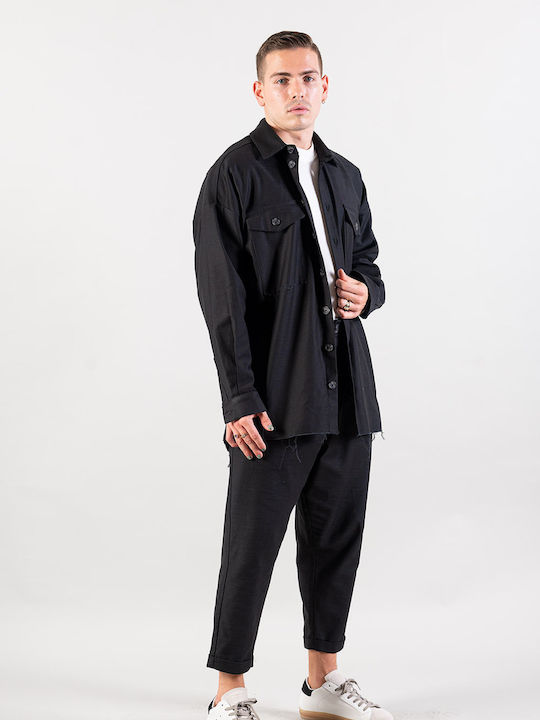 Nineteen Apparel Club Herrenhemd Overshirt Langärmelig Black