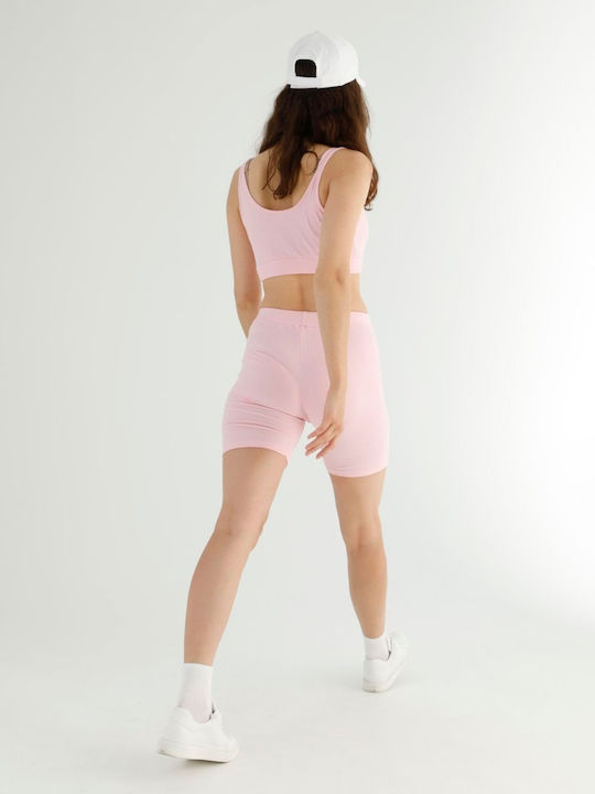 Training Γυναικείο Σετ με Ποδηλατικό Κολάν Candy Pink