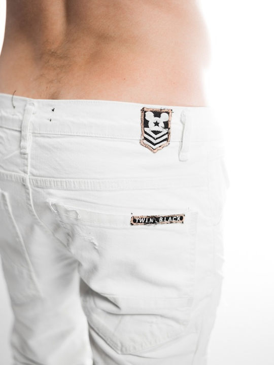 Men's Jeans Pants with Slim Fit White