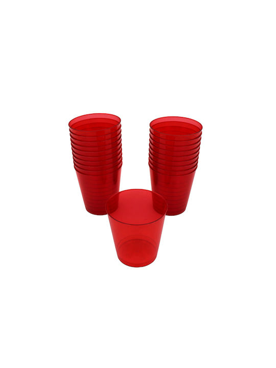 Shot Glasses made of Plastic in Red Color 20pcs