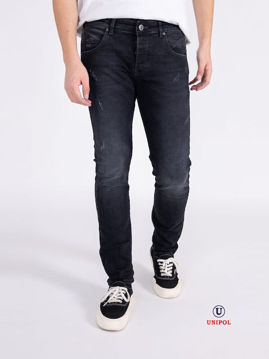 Men's Elastic Jeans Pants with Slim Fit Black