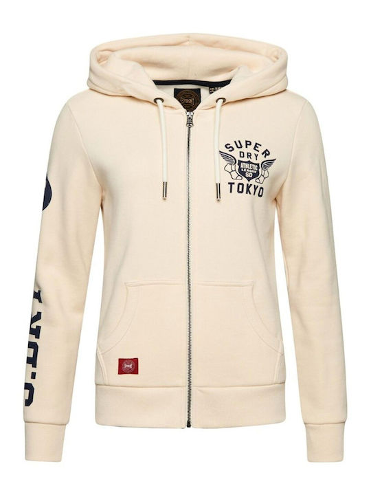 College Women's Sweatshirt Hooded Light Beige