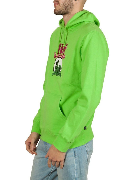 HUF Herren Sweatshirt mit Kapuze und Taschen Lime