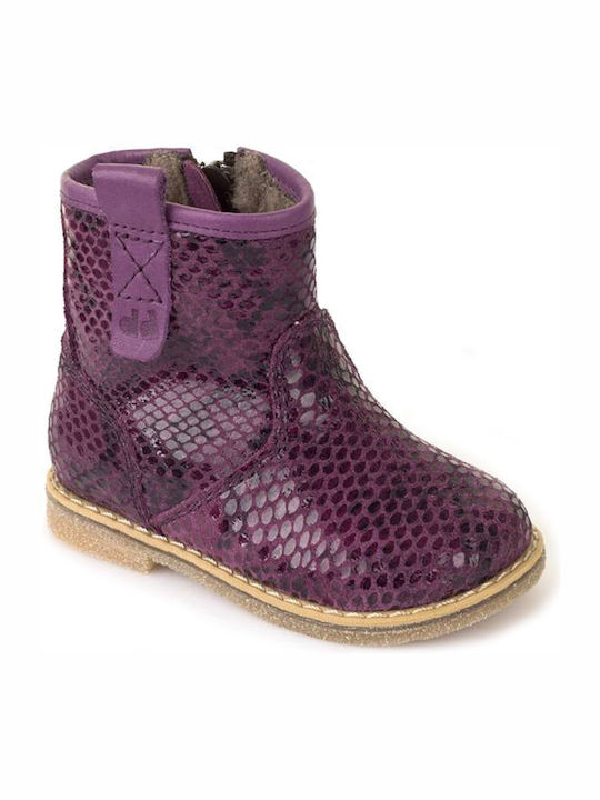 Froddo Kids Leather Boots with Zipper Purple