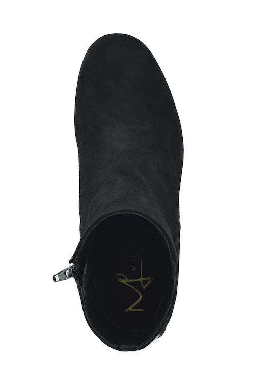 Wildleder Stiefeletten Damen mit Pelz Schwarz