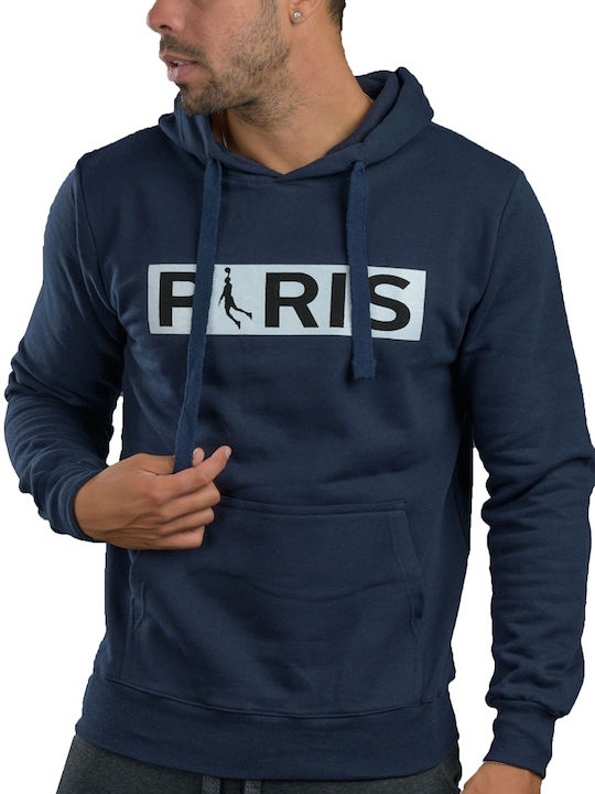 New Wave Men's Sweatshirt with Hood Blue