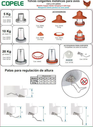 Copele Alimentator pentru Găini și Păsări cu Capacitate 5kg 33x33x25cm.