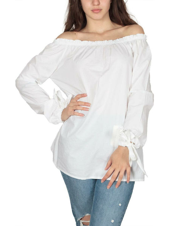 Women's Blouse Cotton Long Sleeve Bardot.