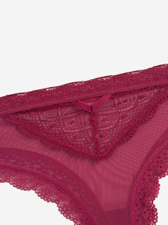 CottonHill Cotton Women's Slip with Lace Bordeaux