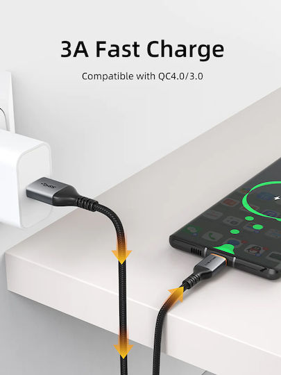 Cabletime Braided USB 2.0 Cable USB-C male - USB-C 15W Μαύρο 1m CT-AMCMG1-AG1