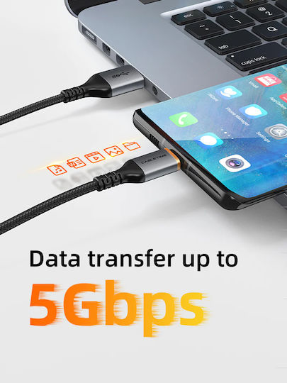 Cabletime Braided USB 2.0 Cable USB-C male - USB-C 15W Μαύρο 1m CT-AMCMG1-AG1