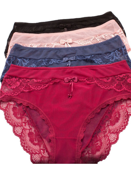 Plus Size Ψηλόμεσα Γυναικεία Slip MultiPack με Δαντέλα