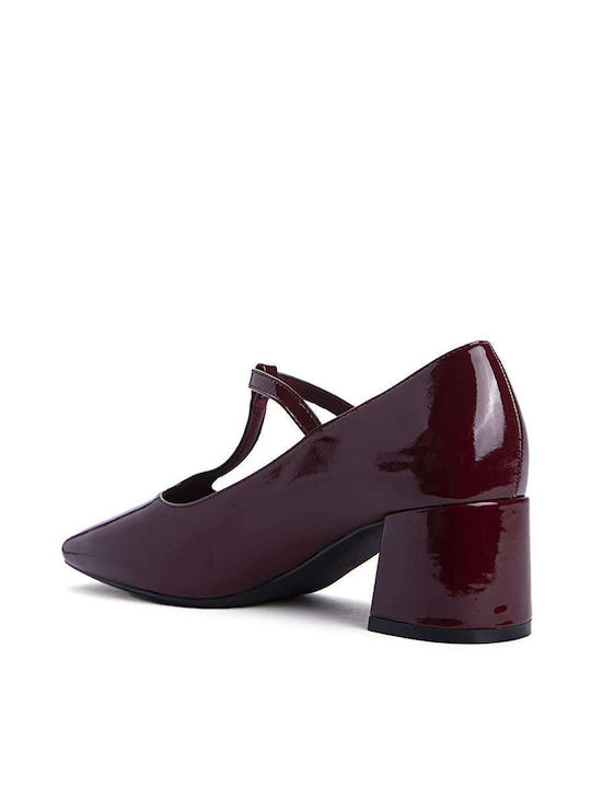 Keep Fred Patent Leather Burgundy Medium Heels with Strap