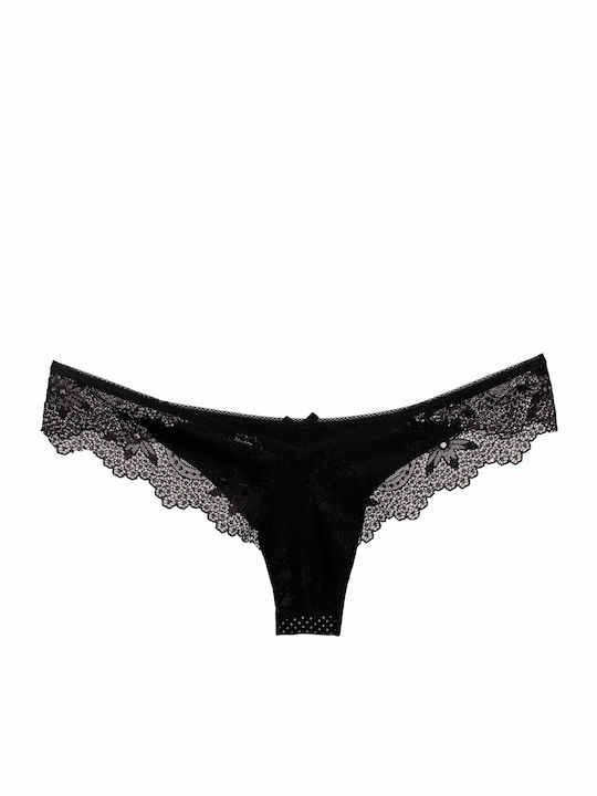 Dreams by Joyce Cotton Women's Brazil with Lace Black