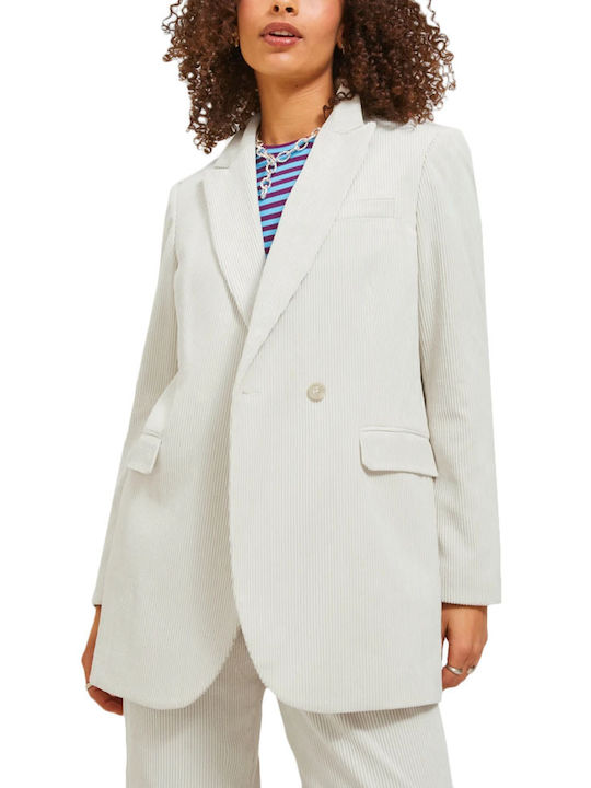 Jack & Jones Women's Corduroy Double Breasted Blazer Ecru