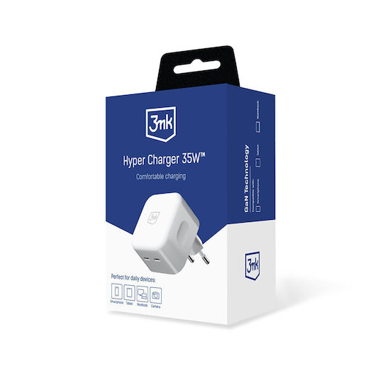 3MK Charger and Cable USB-C 35W Power Delivery / Quick Charge 3.0 Whites