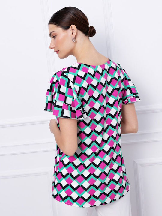 Women's Blouse Short Sleeve Fuchsia