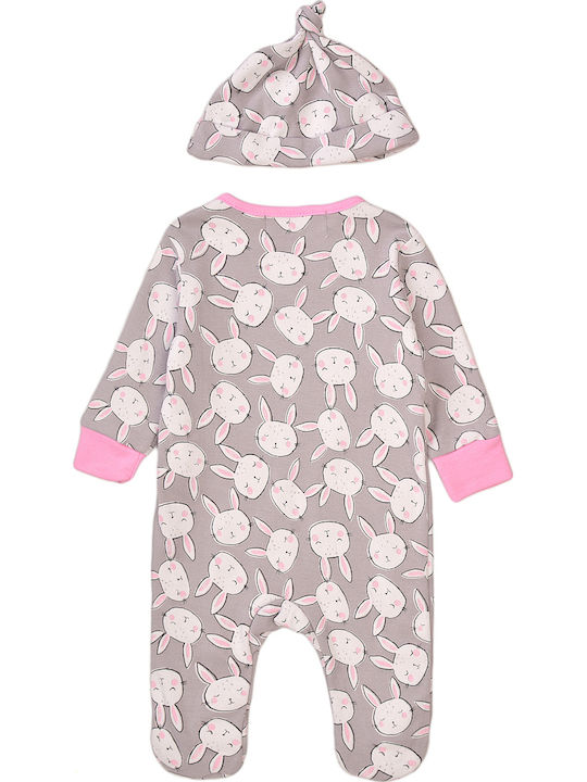 Minoti Baby-Strampler Grau Rosa Minoti Baby-Strampler Grau Rosa