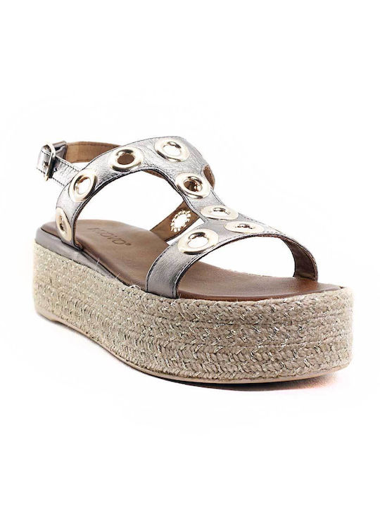 Inuovo Damen Flache Sandalen Flatforms in Gray Farbe