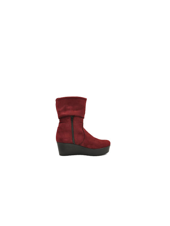 Blondie Wildleder Damenstiefel Burgundisch