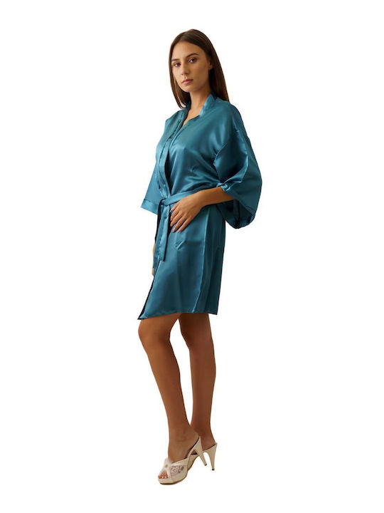 FMS Winter Damen Satin Robe Petrol Mary