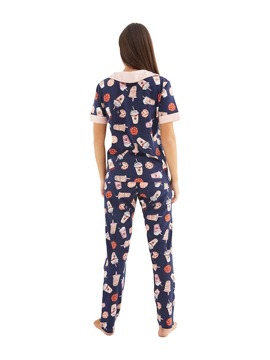 Siyah Inci Sommer Baumwolle Damen Pyjama-Hose Coffee Break