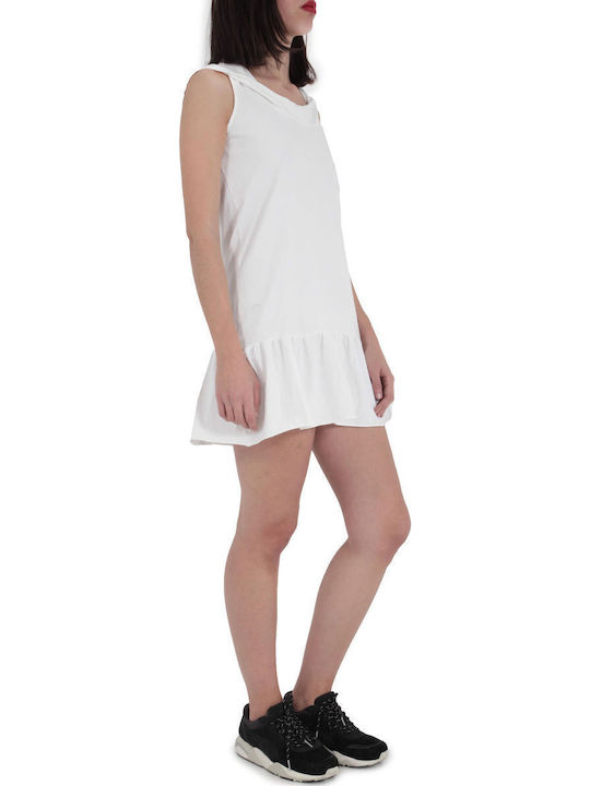 Summer Mini Dress with Ruffles White