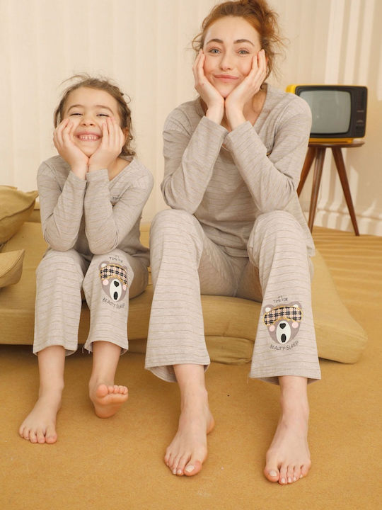 Sexen Kinder Schlafanzug Winterlich Baumwoll Gray