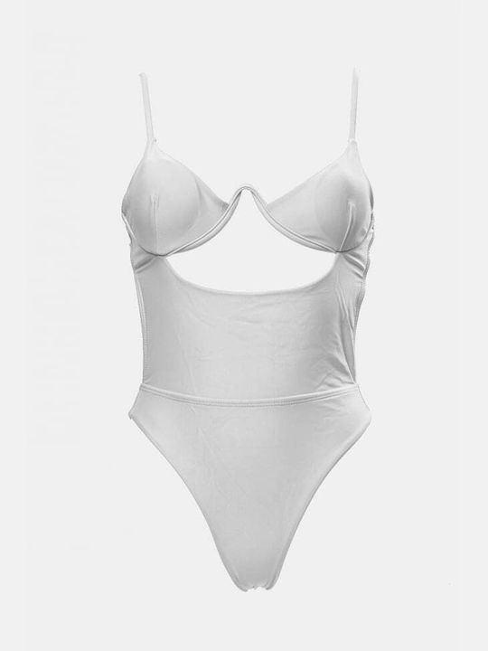 One Piece Swimsuit with Removable Padding White