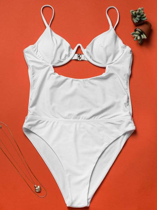 One Piece Swimsuit with Removable Padding White