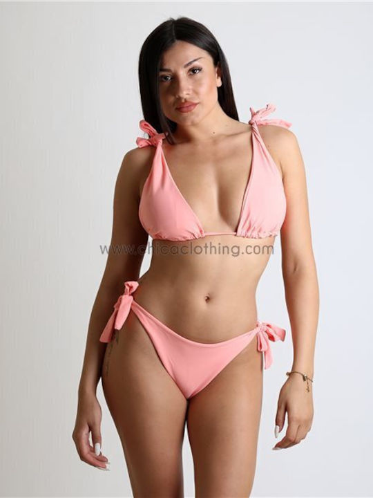 Chica Bikini Set Triangle Top & Slip Bottom Coral