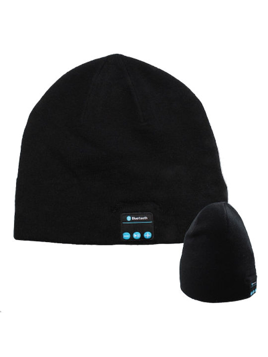 Beanie Unisex Σκούφος Με Ακουστικά Πλεκτός σε Μαύρο χρώμα