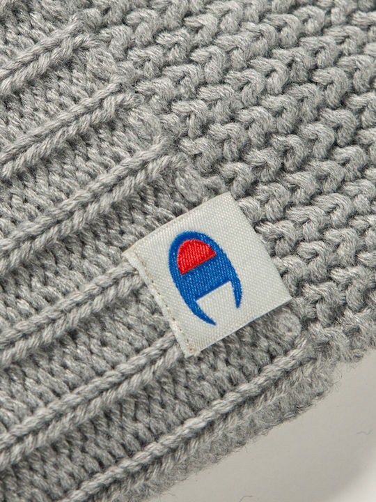 Pom Pom Beanie Unisex Fleece Σκούφος Πλεκτός σε Γκρι χρώμα