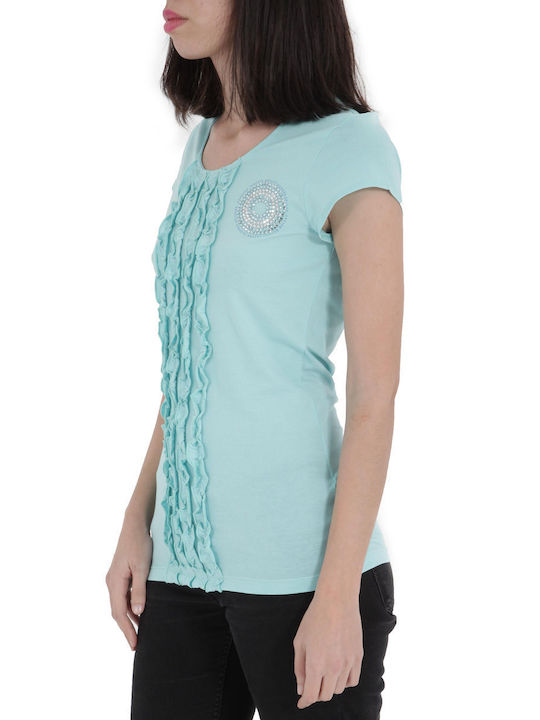 Fashion Targets Breast Cancer Women's Blouse Sleeveless Turquoise