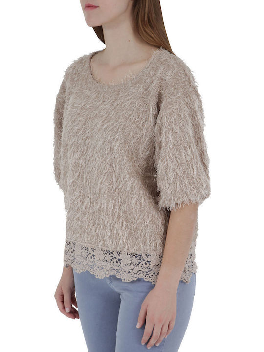 Γυναικεία Μπλούζα Βαμβακερή με Μανίκι 3/4 BEIGE