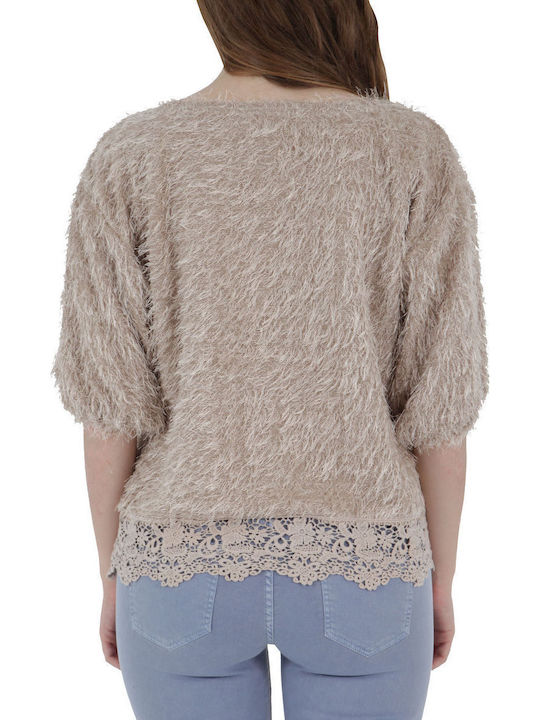 Γυναικεία Μπλούζα Βαμβακερή με Μανίκι 3/4 BEIGE