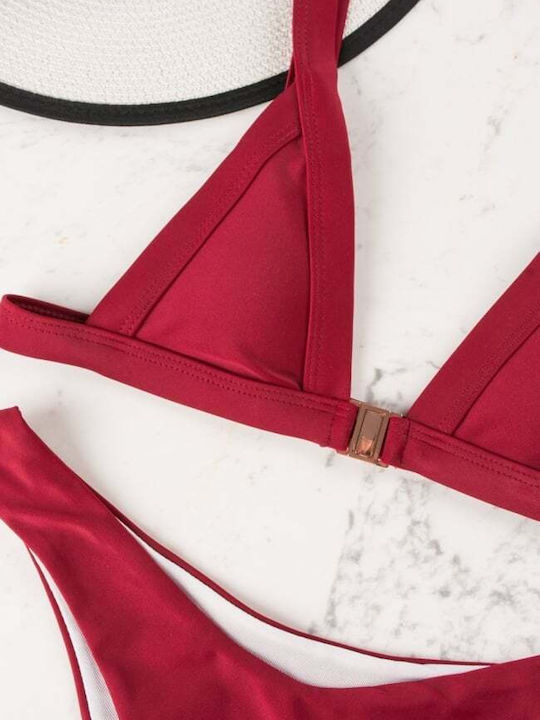 Set Bikini Triunghi Cu Burete Detașabil Burgundy