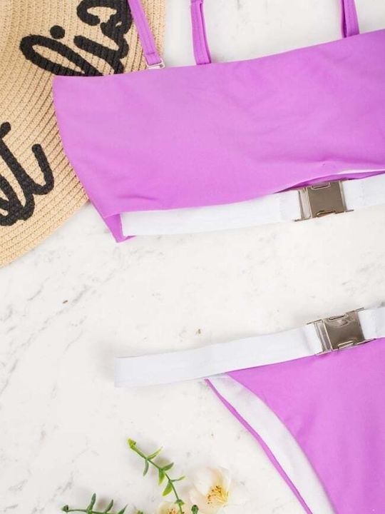 Set Bikini Cu Burete Detașabil Lila
